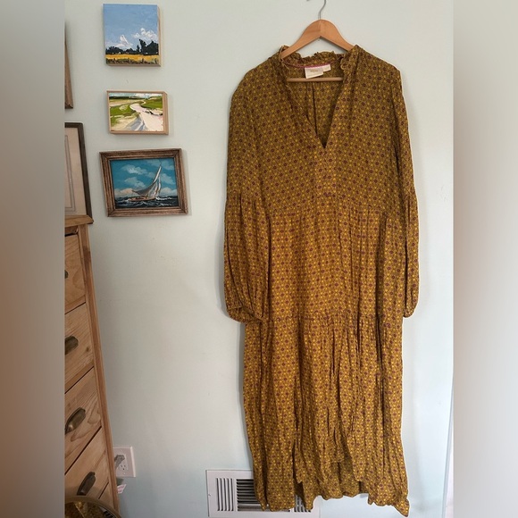 Anthropologie Maeve Tamarind yellow print maxi dress - Picture 4 of 7